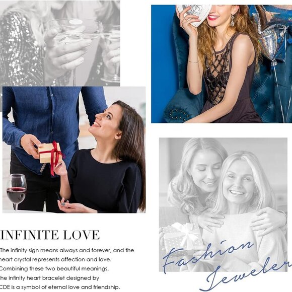 Sterling Silver Infinity Heart Charm Bracelet for Women Adjustable Gift - Picture 7 of 7